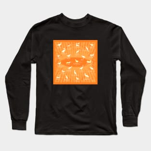 Shorebirds Silhouette - Orange Long Sleeve T-Shirt